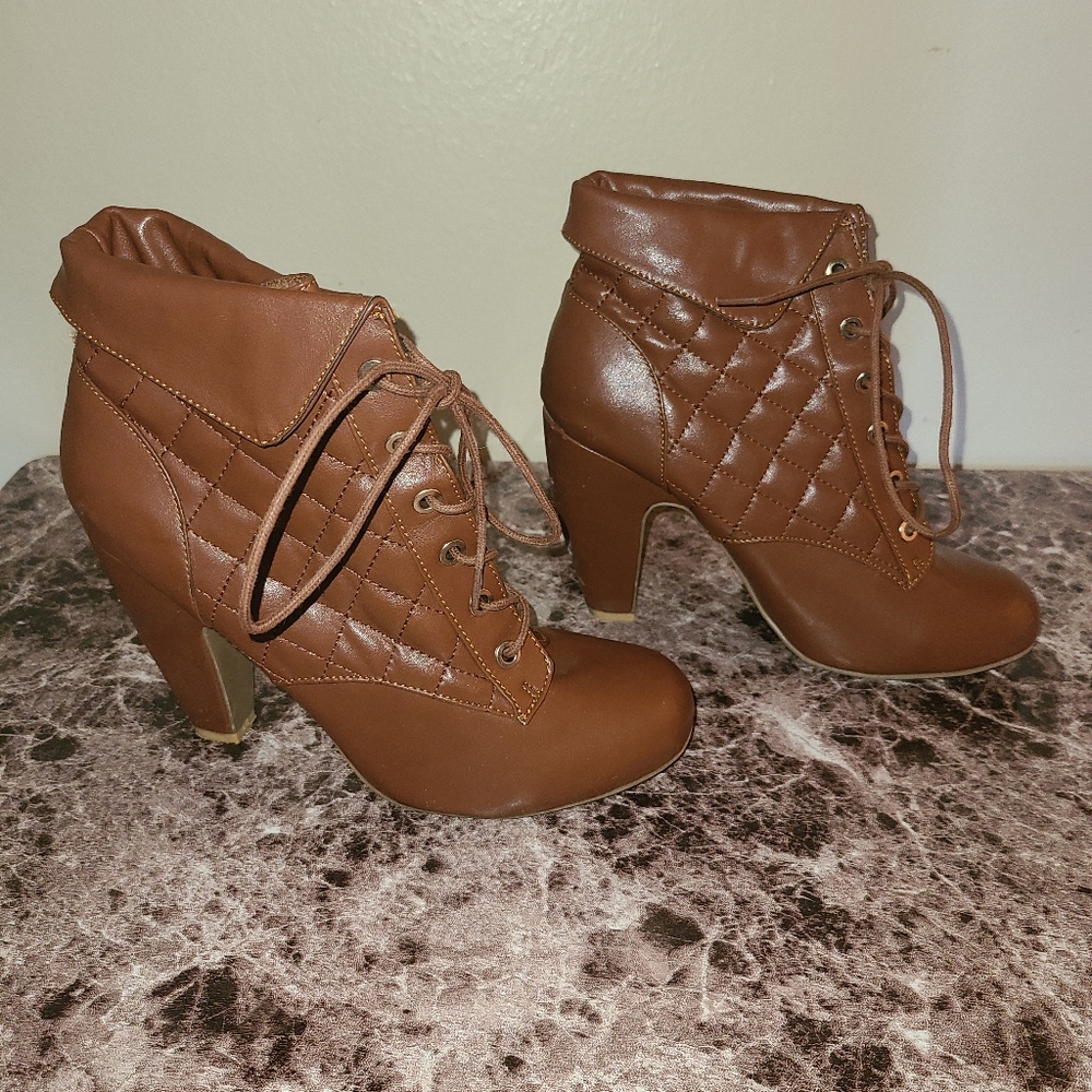Brown booties with laces